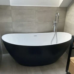 Ambra Maya - Baignoire Îlot Ovale Noir en Acrylique 150cm - Design Moderne