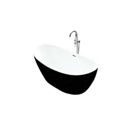 Ambra Maya - Baignoire Îlot Ovale Noir en Acrylique 150cm - Design Moderne