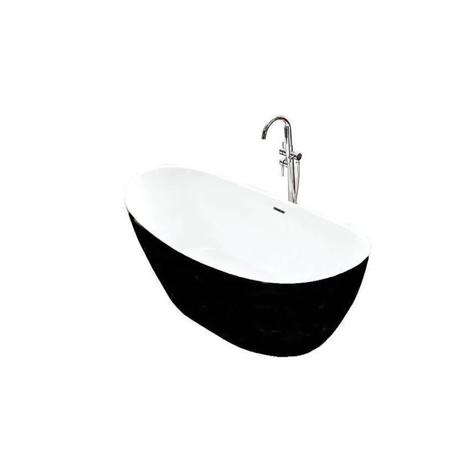 Ambra Maya - Baignoire Îlot Ovale Noir en Acrylique 150cm - Design Moderne