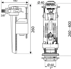 Wirquin Mécanisme de chasse d'eau + robinet latéral Jolyfill One