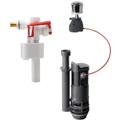 Wirquin Mécanisme de chasse d'eau double chasse avec câble 3L/6L + robinet