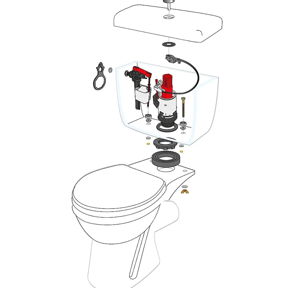 Wirquin Mécanisme de chasse d'eau double chasse latéral 3L/6L MW2 + câble + robinet