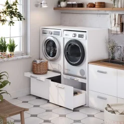 T-Bath Meuble armoire pour machine à laver 67,2x144cm blanc* Rangement Buanderie