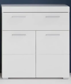Chb Collection Meuble bas mélaminé blanc. L - H - P : 73 - 79 - 31 cm* Meuble De Salle De Bains Faible Profondeur|Armoire De Salle De Bains