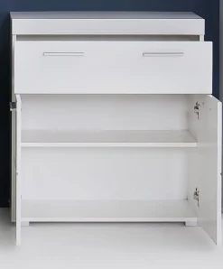 Chb Collection Meuble bas mélaminé blanc. L - H - P : 73 - 79 - 31 cm* Meuble De Salle De Bains Faible Profondeur|Armoire De Salle De Bains