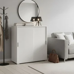 The White Stone Meuble Bas 2 Portes Coulissantes Blanc