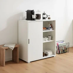 The White Stone Meuble Bas 2 Portes Coulissantes Blanc