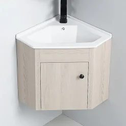 Rue Du Bain Meuble Bas d'angle salle de bain Chêne Gris 42x42 cm - Scandinave* Lave-Mains