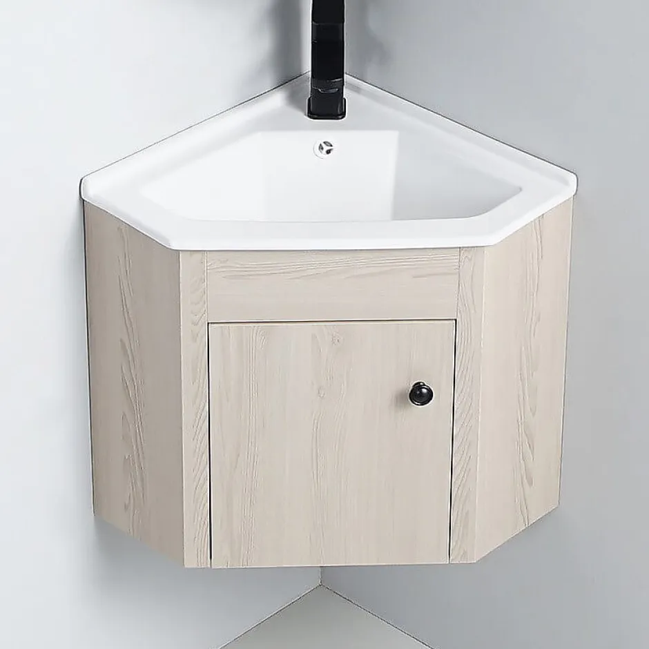 Rue Du Bain Meuble Bas d'angle salle de bain Chêne Gris 42x42 cm - Scandinave* Lave-Mains
