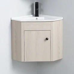 Rue Du Bain Meuble Bas d'angle salle de bain Chêne Gris 42x42 cm - Scandinave* Lave-Mains