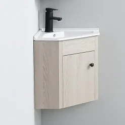 Rue Du Bain Meuble Bas d'angle salle de bain Chêne Gris 42x42 cm - Scandinave* Lave-Mains
