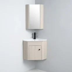 Rue Du Bain Meuble Bas d'angle salle de bain Chêne Gris 42x42 cm - Scandinave* Lave-Mains