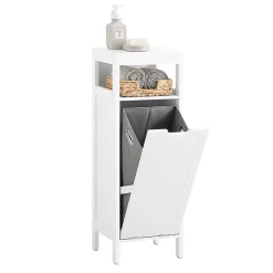 Sobuy Meuble Bas de Salle de Bain avec Corbeille à Linge, Armoire Toilette, BZR122-W,* Armoire De Salle De Bains