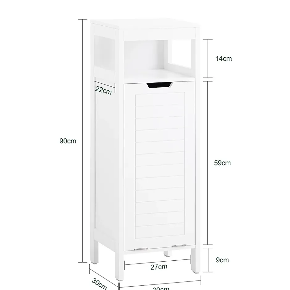 Sobuy Meuble Bas de Salle de Bain avec Corbeille à Linge, Armoire Toilette, BZR122-W,* Armoire De Salle De Bains