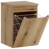 Furnidea Meuble bas de salle de bain 40 cm avec panier à linge et plan NOVA chêne Coast Evoke