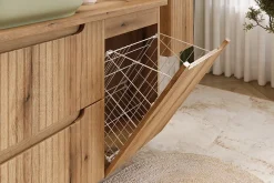 Furnidea Meuble bas de salle de bain 40 cm avec panier à linge et plan NOVA chêne Coast Evoke