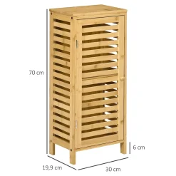 kleankin Meuble bas de salle de bain une porte - étagère réglable - bois de bambou verni