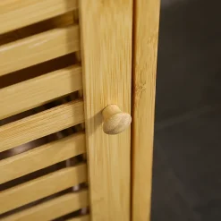 kleankin Meuble bas de salle de bain une porte - étagère réglable - bois de bambou verni