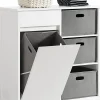 Sobuy Meuble Bas de Salle de Bain avec 1 Tiroir, 1 Panier à Linge et 3 Panier, BZR77-W,