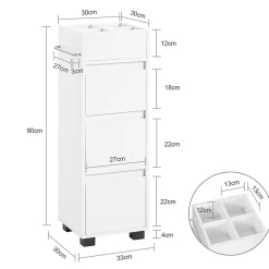Sobuy Meuble Bas de Salle de Bain avec Tiroir, Compartiments et Porte-Serviette, BZR29-W,* Colonne De Salle De Bains|Meuble De Salle De Bains Faible Profondeur