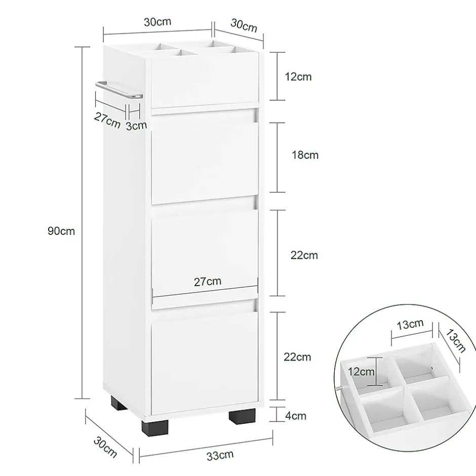 Sobuy Meuble Bas de Salle de Bain avec Tiroir, Compartiments et Porte-Serviette, BZR29-W,* Colonne De Salle De Bains|Meuble De Salle De Bains Faible Profondeur