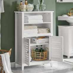 Sobuy Meuble Bas de Salle de Bain Buffet Commode Armoire de Rangement, BZR13-W,
