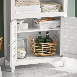 Sobuy Meuble Bas de Salle de Bain Buffet Commode Armoire de Rangement, BZR13-W,