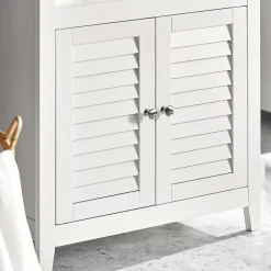 Sobuy Meuble Bas de Salle de Bain Buffet Commode Armoire de Rangement, BZR13-W,