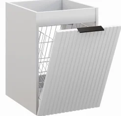 Furnidea Meuble bas de salle de bain avec panier à linge ADEL BLANC40 cm