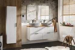 Furnidea Meuble bas de salle de bain avec panier à linge ADEL BLANC40 cm
