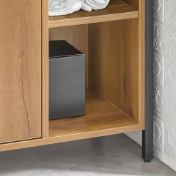 Sobuy Meuble Bas de Salle de Bain avec 3 Compartiments et 1 Panier à Linge, BZR65-PF,* Armoire De Salle De Bains