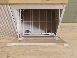 Furnidea Meuble bas de salle de bain NOVA CACHEMIRE avec panier à linge et plan CHÊNE 40 cm