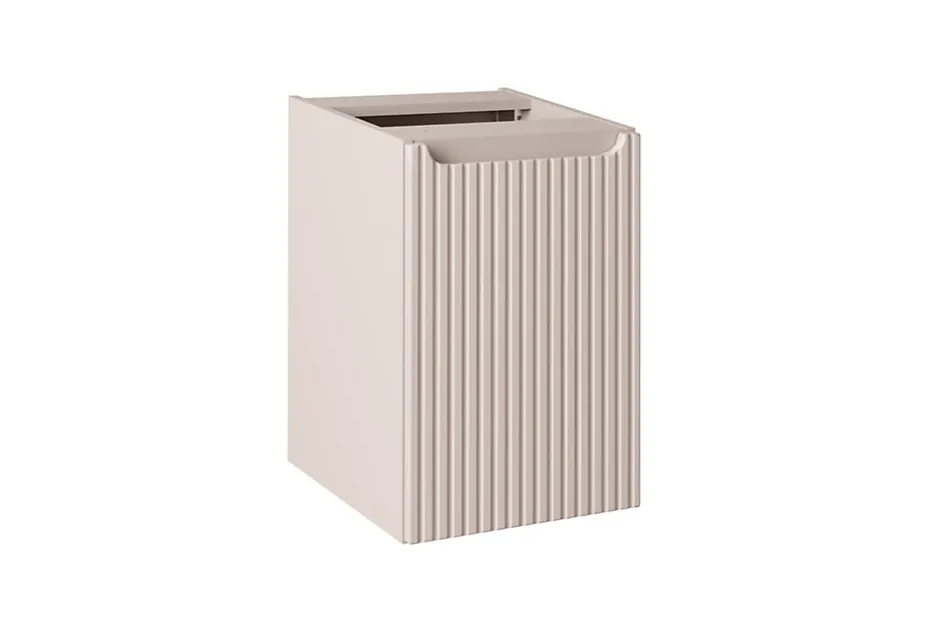 Furnidea Meuble bas de salle de bain NOVA CACHEMIRE avec panier à linge et plan CHÊNE 40 cm