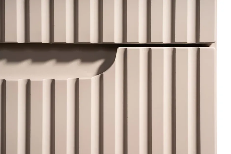Furnidea Meuble bas de salle de bain NOVA CACHEMIRE avec panier à linge et plan CHÊNE 40 cm