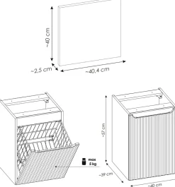 Furnidea Meuble bas de salle de bain avec panier à linge et plan NOVA NOIR 40 cm* Armoire De Salle De Bains
