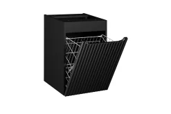 Furnidea Meuble bas de salle de bain avec panier à linge et plan NOVA NOIR 40 cm* Armoire De Salle De Bains