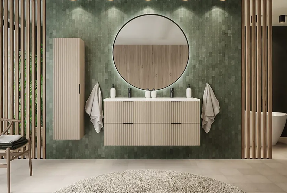 Furnidea Meuble bas de salle de bain à suspendre avec une porte FLOW CACHEMIRE 40 cm