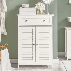 Sobuy Meuble Bas de Salle de Bain Armoire Toilette Buffet Commode, FRG238-W,