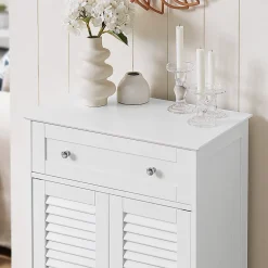 Sobuy Meuble Bas de Salle de Bain Armoire Toilette Buffet Commode, FRG238-W,