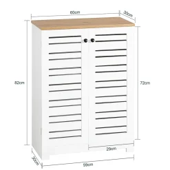 Sobuy Meuble Bas Placard de Rangement avec 2 Portes Persiennes, BZR41-W,* Meuble De Salle De Bains Faible Profondeur
