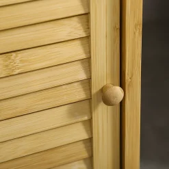 kleankin Meuble bas salle de bain rangement salle de bain 1 porte 2 étagères bois bambou verni* Armoire De Salle De Bains