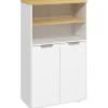 kleankin Meuble bas salle de bain - 2 portes, étagère, 2 niches - dim. 60L x 30l x 102H cm - blanc bois clair