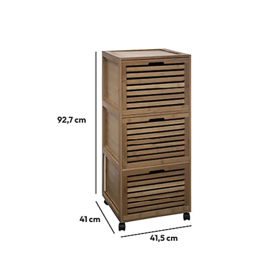 5Five Meuble colonne 3 tiroirs Bambou Sicela -