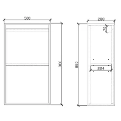 Bernstein Meuble Colonne Armoire à droite 50x28,8x88cm Chêne + 1 amoire à droite - FIONA* Meuble De Salle De Bains Faible Profondeur
