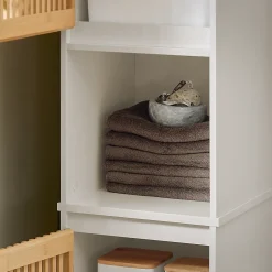 Sobuy Meuble Colonne Armoire de Salle de Bain avec 2 portes, 1 compartiment, BZR127-W,* Meuble De Salle De Bains Faible Profondeur