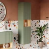 Bernstein Meuble Colonne Armoire suspendue Vert jade mat MDF 42x170x35cm (LxHxP), Charnières flexibles gauche/droite - BELDIVO