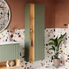 Bernstein Meuble Colonne Armoire suspendue Vert jade mat MDF 60x24x170cm (LxHxP), Charnières flexibles gauche/droite - BELDIVO* Colonne De Salle De Bains