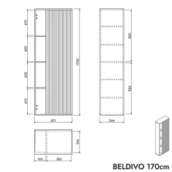 Bernstein Meuble Colonne Armoire suspendue Vert jade mat MDF 60x24x170cm (LxHxP), Charnières flexibles gauche/droite - BELDIVO* Colonne De Salle De Bains