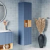 Bernstein Meuble Colonne Armoire suspendue Bleu azur mat MDF 42x170x35cm (LxHxP), Charnières flexibles gauche/droite - BELDIVO* Colonne De Salle De Bains