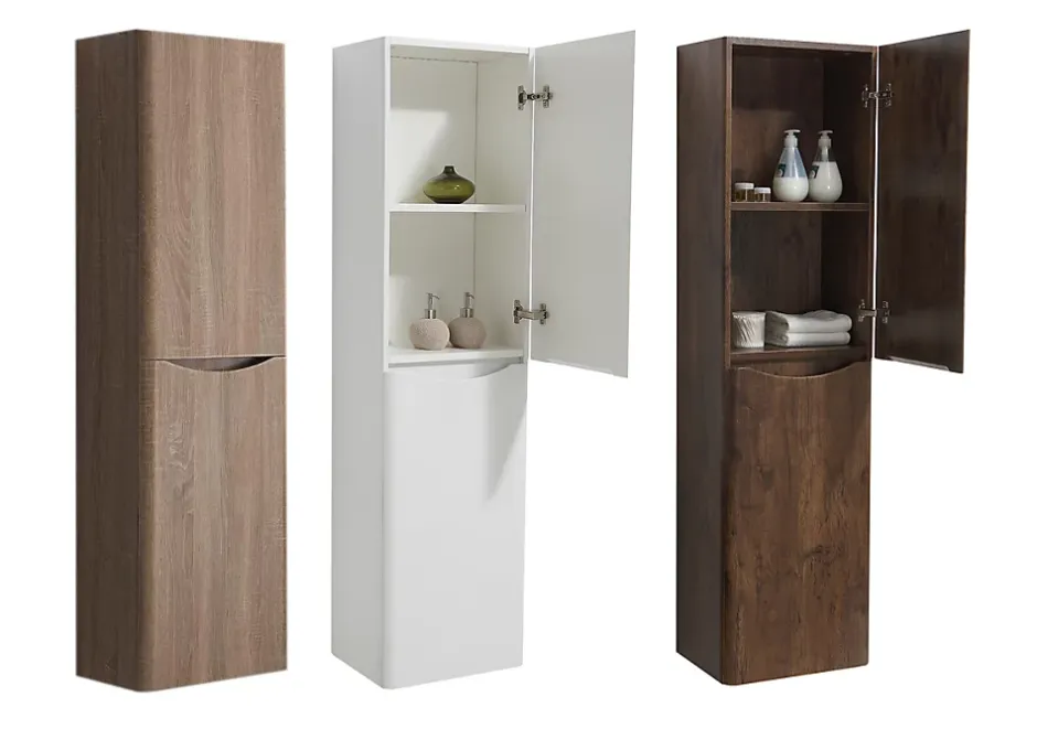 Bernstein Meuble Colonne de rangement 40x150x30cm (LxHP) - SMILE - Colonne et latérale à gauche, Chêne blanchi